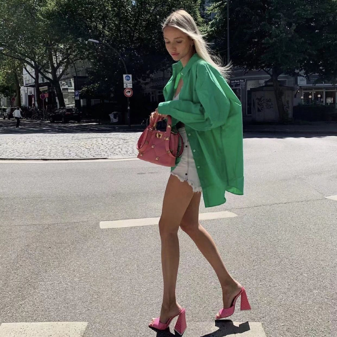 Damen Langarmbluse mit elegantem Schnitt und hochwertigem Baumwollstoff Fudus