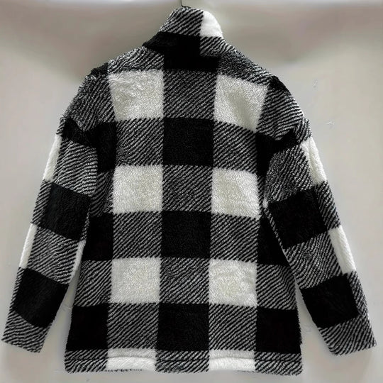 Damen Kuschelige Fleecejacke mit Karomuster Fudus