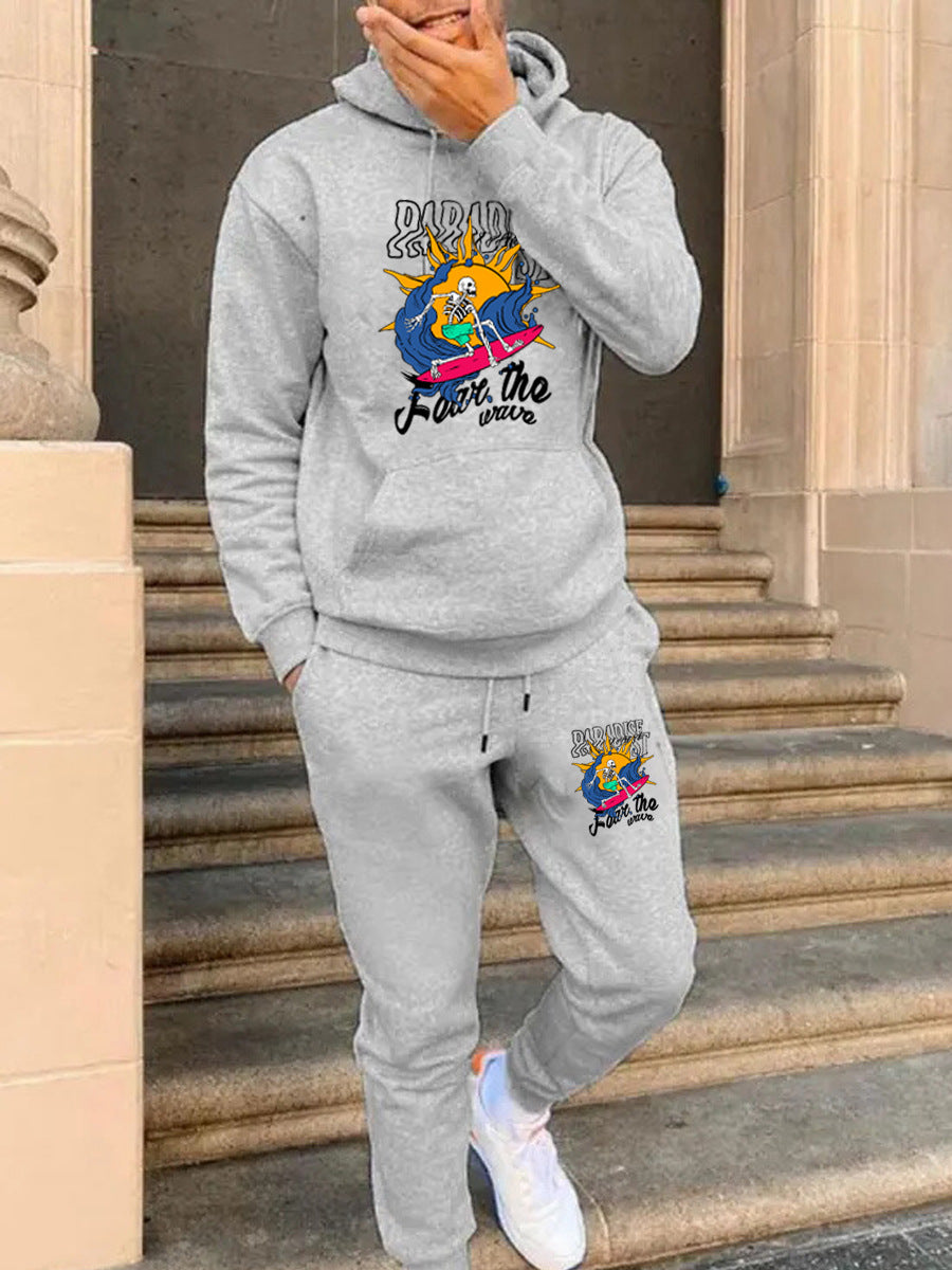 Damen Kapuzenpullover und Jogginghose Set mit einzigartigem Surf-Motiv Fudus