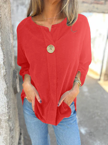 Damen Lässige Bluse mit Knopfdetail Fudus