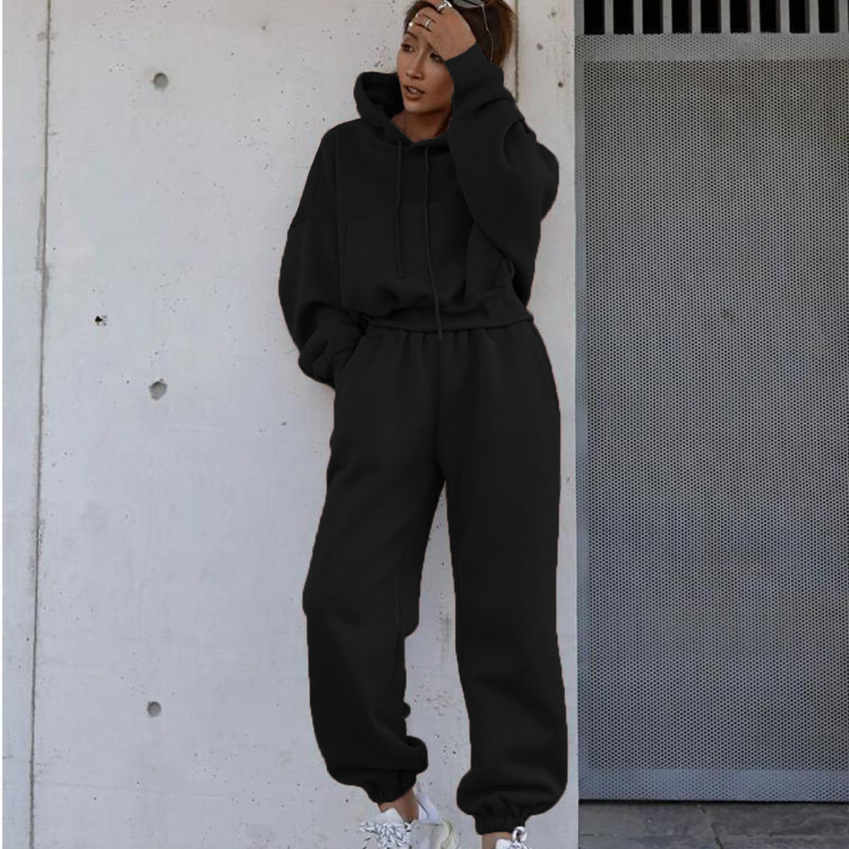 Damen Kapuzenpullover und Baggy Pants Set Fudus
