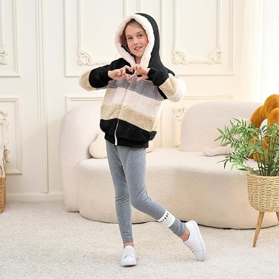 Damen Kuschelige Jacke mit modischem Streifenmuster Fudus