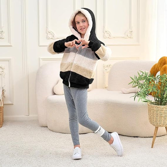 Damen Kuschelige Jacke mit modischem Streifenmuster Fudus