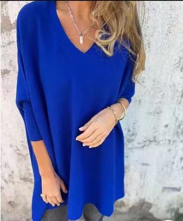 Damen V-Ausschnitt Oversized Pullover Fudus