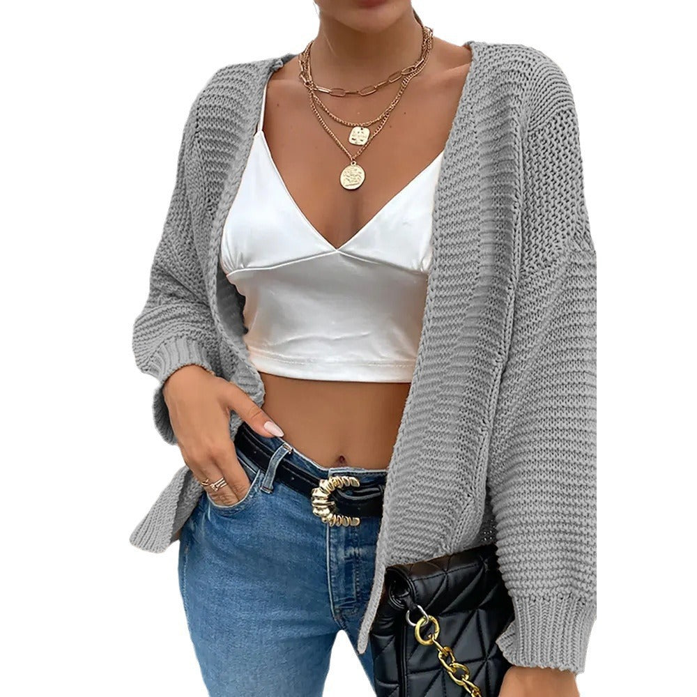 Damen Grobstrick Cardigan mit offenem Schnitt und lässigem Design Fudus