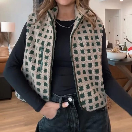 Damen kuschelweiche Weste mit Reißverschluss Fudus