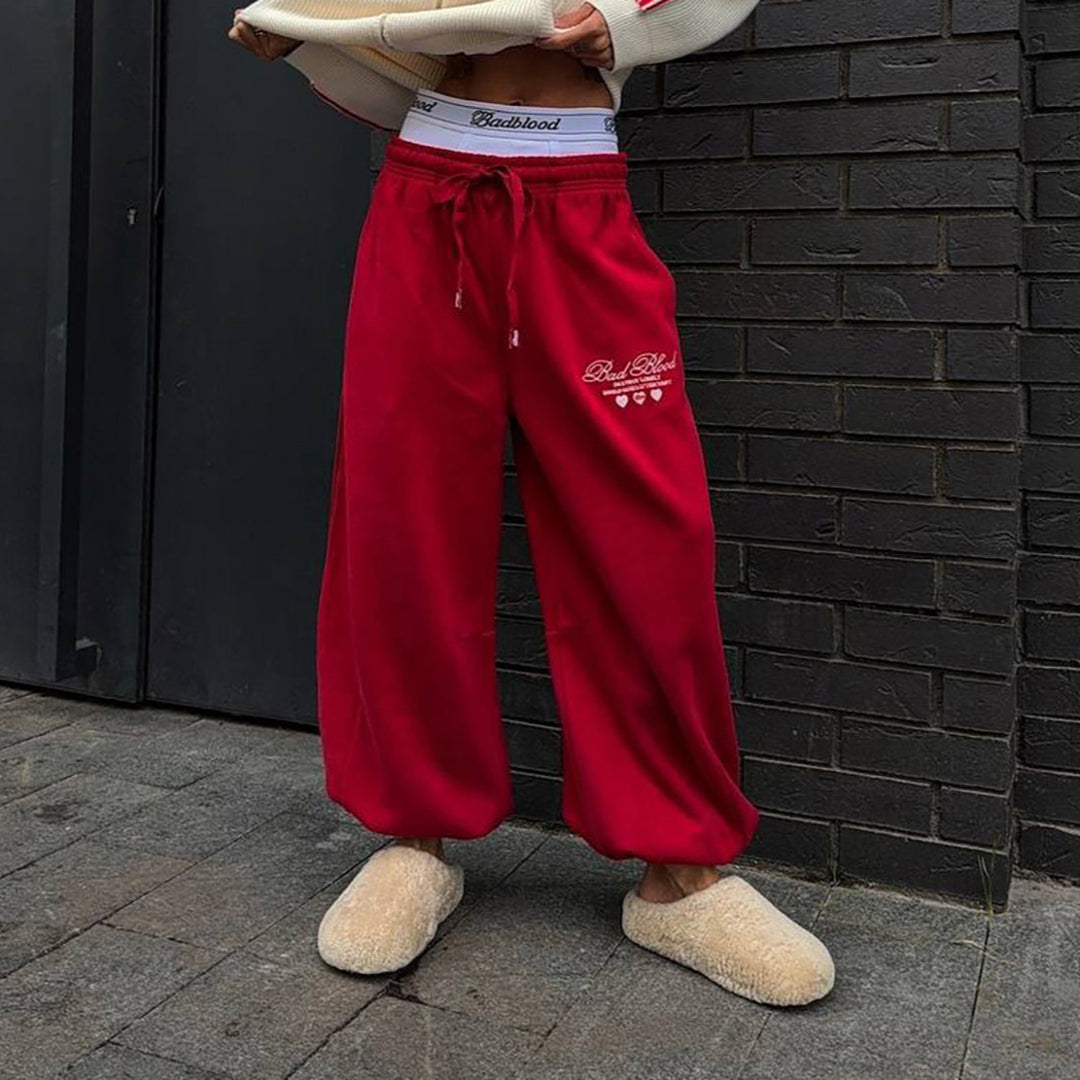 Damen lässige Freizeithose mit weitem Schnitt und weichem Innenfutter Fudus