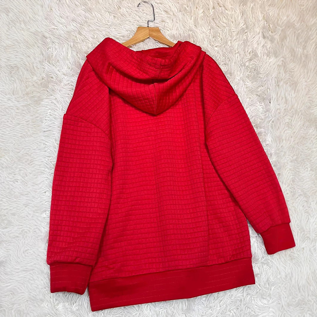 Damen Kapuzenpullover mit Knöpfen und Kängurutasche Fudus