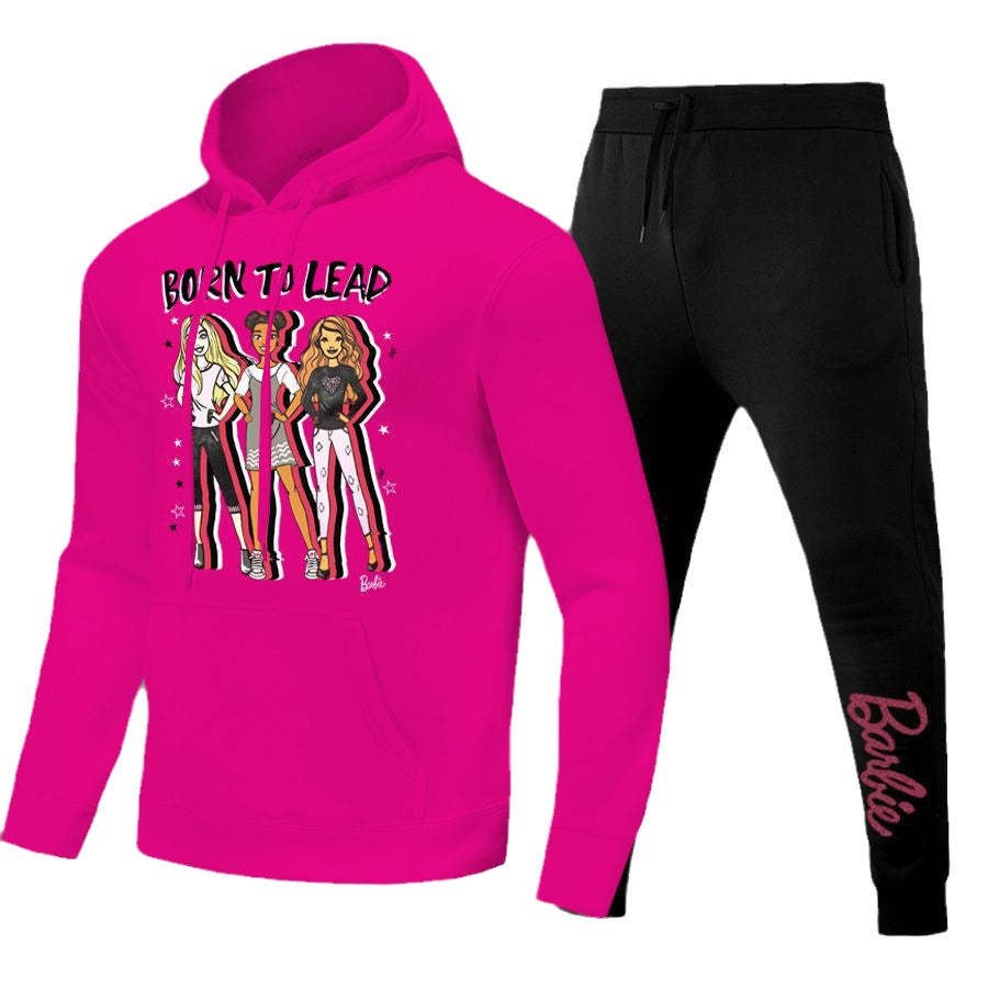 Damen Hoodie und Jogginghose Set mit inspirierendem Barbie-Motiv Fudus