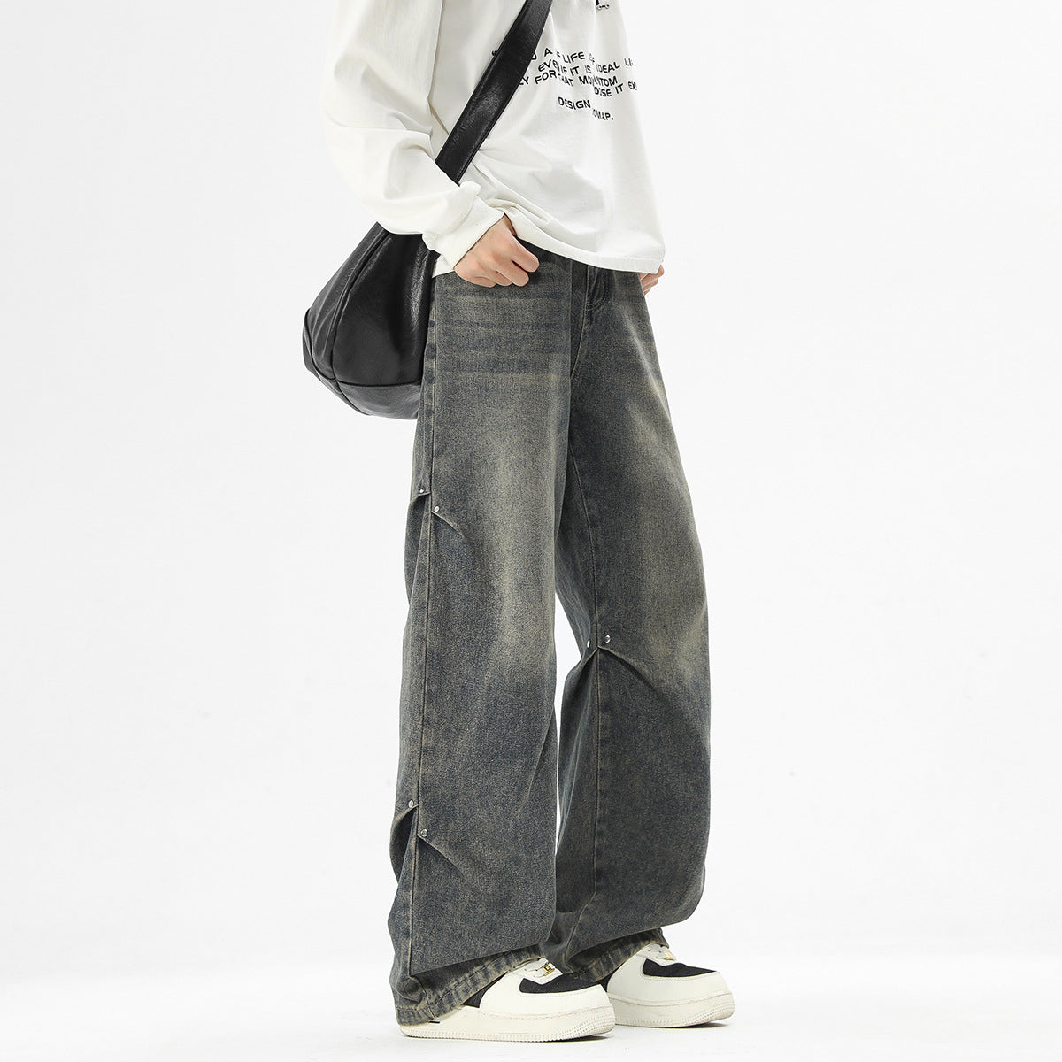 Herren baggy Jeanshose mit lässigem Schnitt und praktischen Taschen Fudus