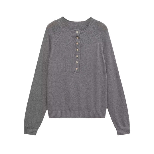 Damen kuscheliger Pullover mit Knopfleiste Fudus