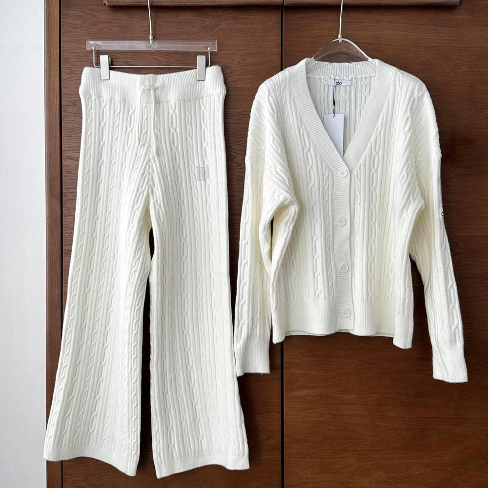 Damen lässige Strickhose mit weitem Schnitt und Rippstruktur Fudus