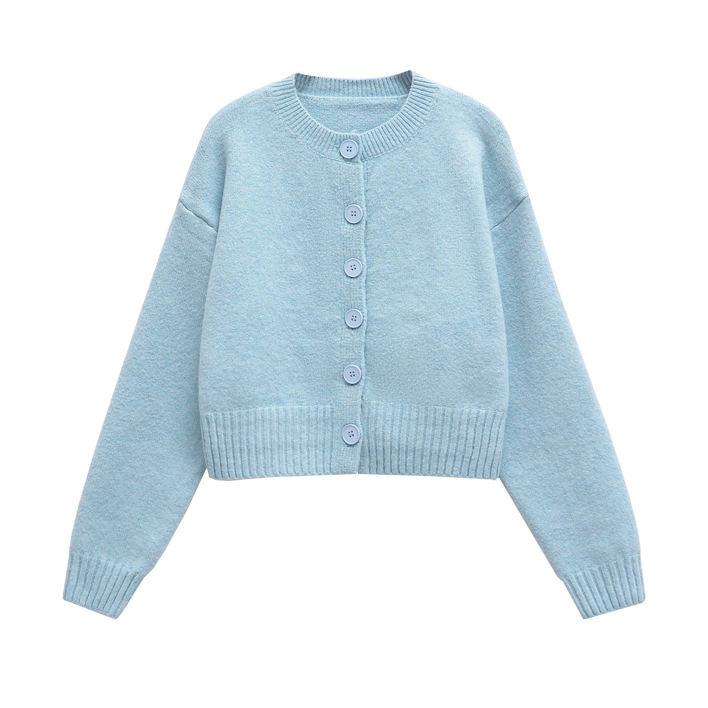 Cardigan Damen Cropped Knopfverschluss Gemütlich