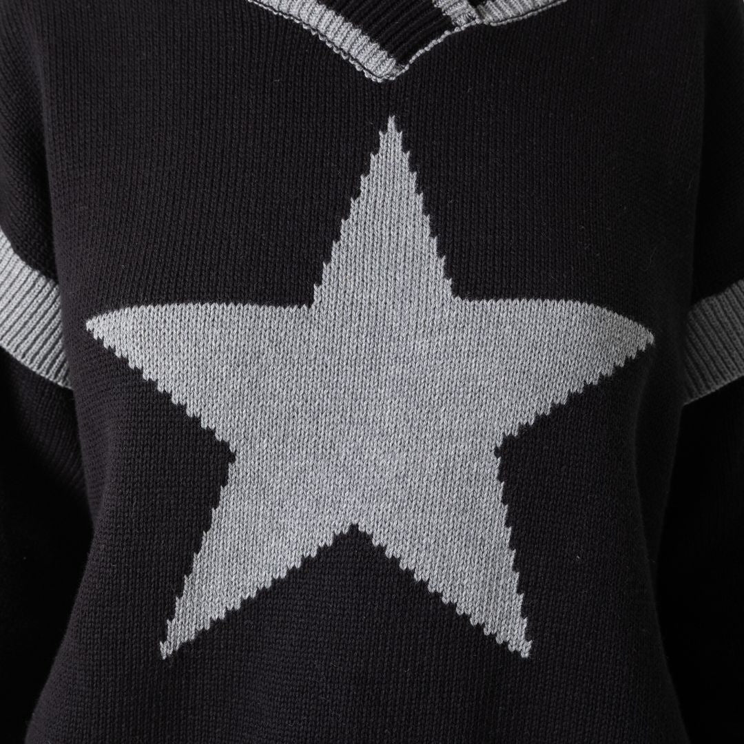 Damen Kuscheliger Strickpullover mit Sternmotiv Fudus