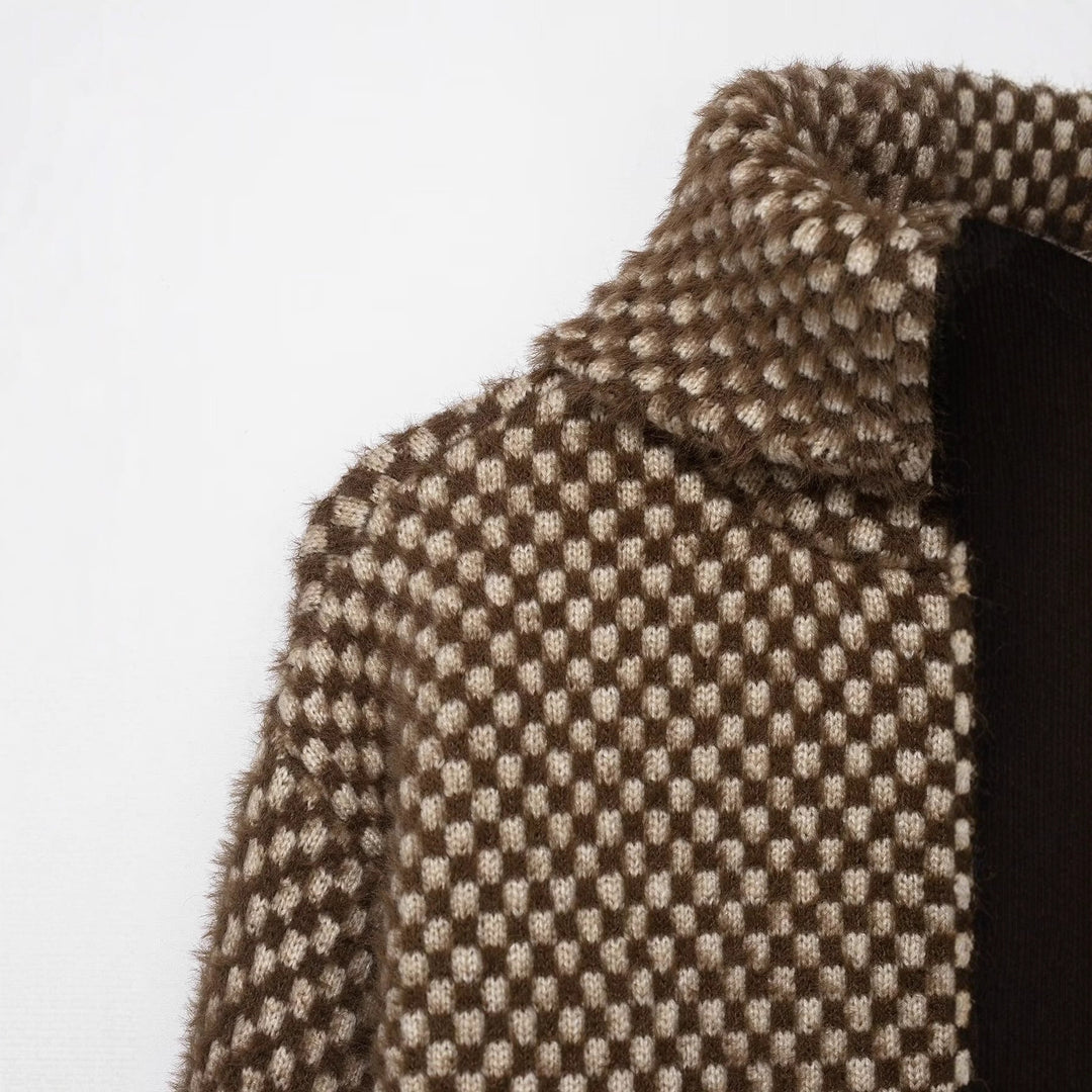 Damen kuschelige Kurzjacke mit Stehkragen und praktischen Taschen Fudus