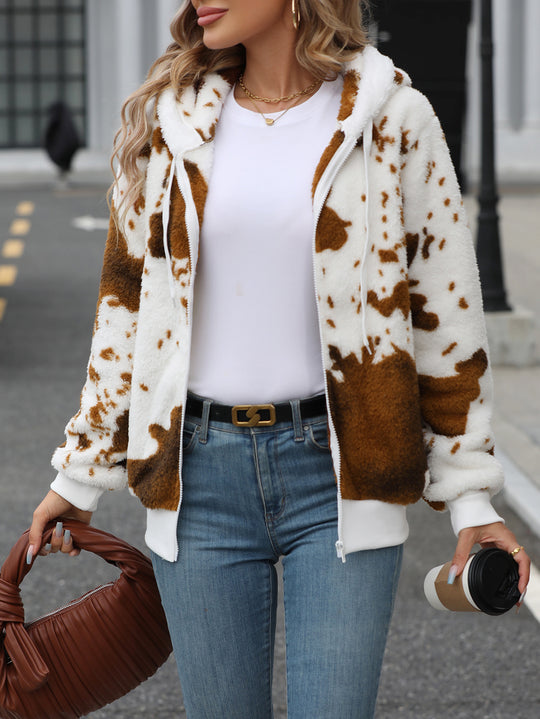 Damen Kuschelige Fleecejacke mit auffälligem Muster Fudus