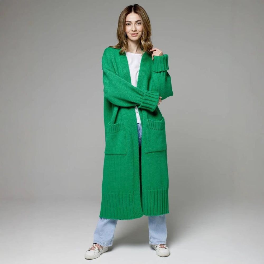 Damen Langstrickmantel mit tiefen Taschen und weitem Schnitt Fudus