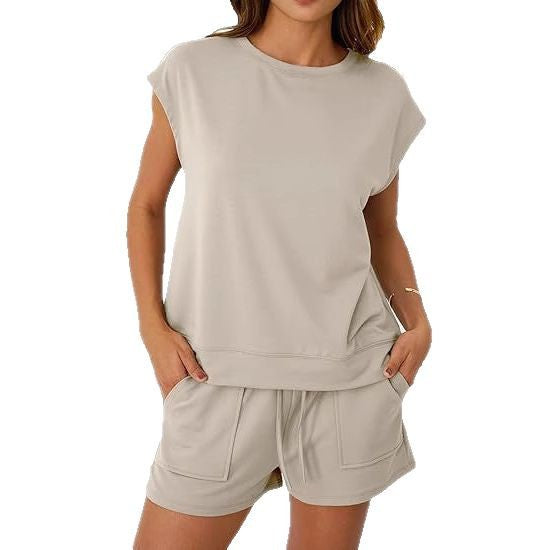 Damen Casual Oberteil Shorts Set