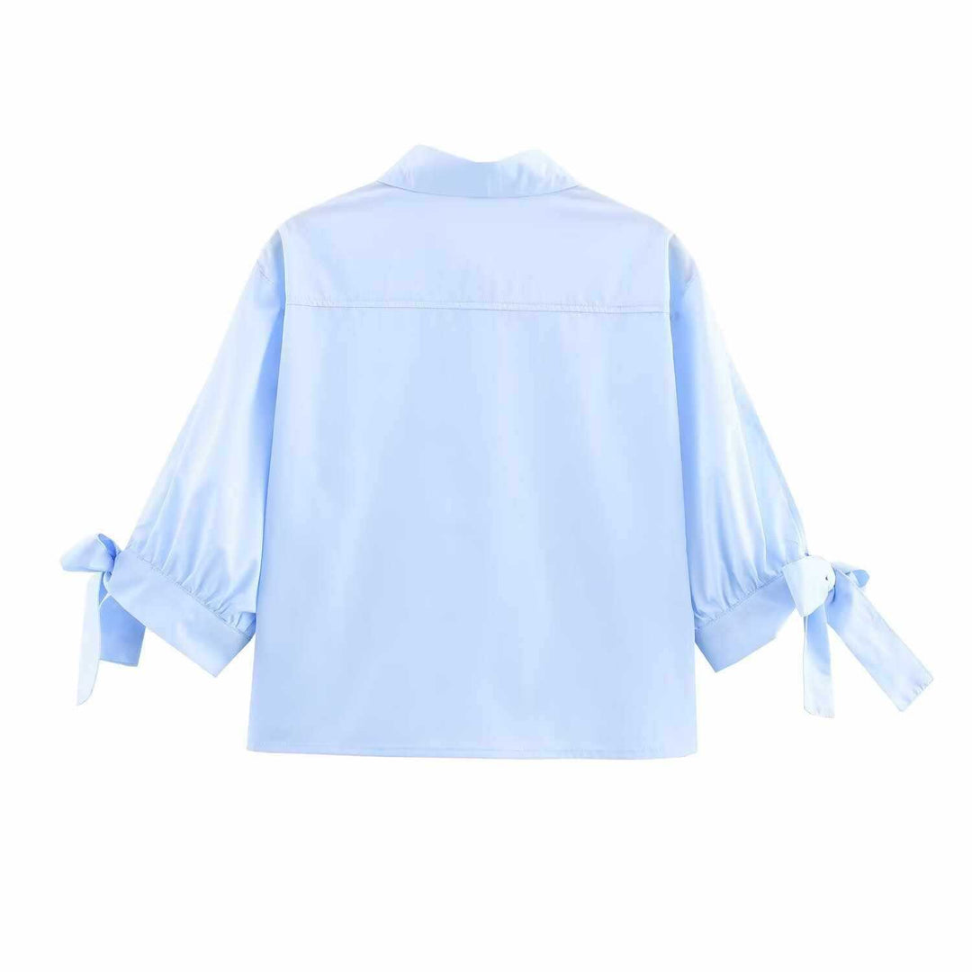 Damen lässige Bluse mit eleganten Krawattenärmeln Fudus