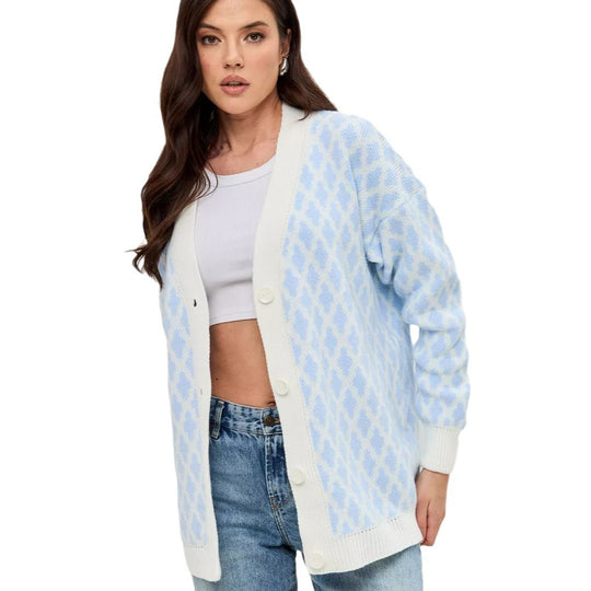 Damen Grobstrickjacke mit modernem Leopardenmuster Fudus