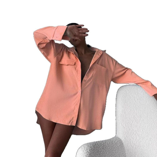 Damen lässige Hemdjacke aus weich strukturiertem Material Fudus