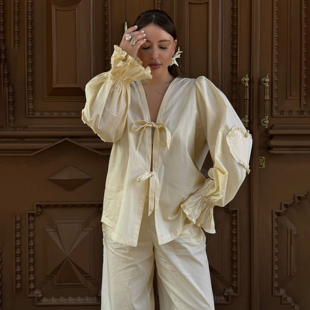 Damen lässige Bluse mit Rüschendetails und tailliertem Schnitt Fudus