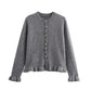 Cardigan Damen Rüschensaum Knopfleiste Elegant