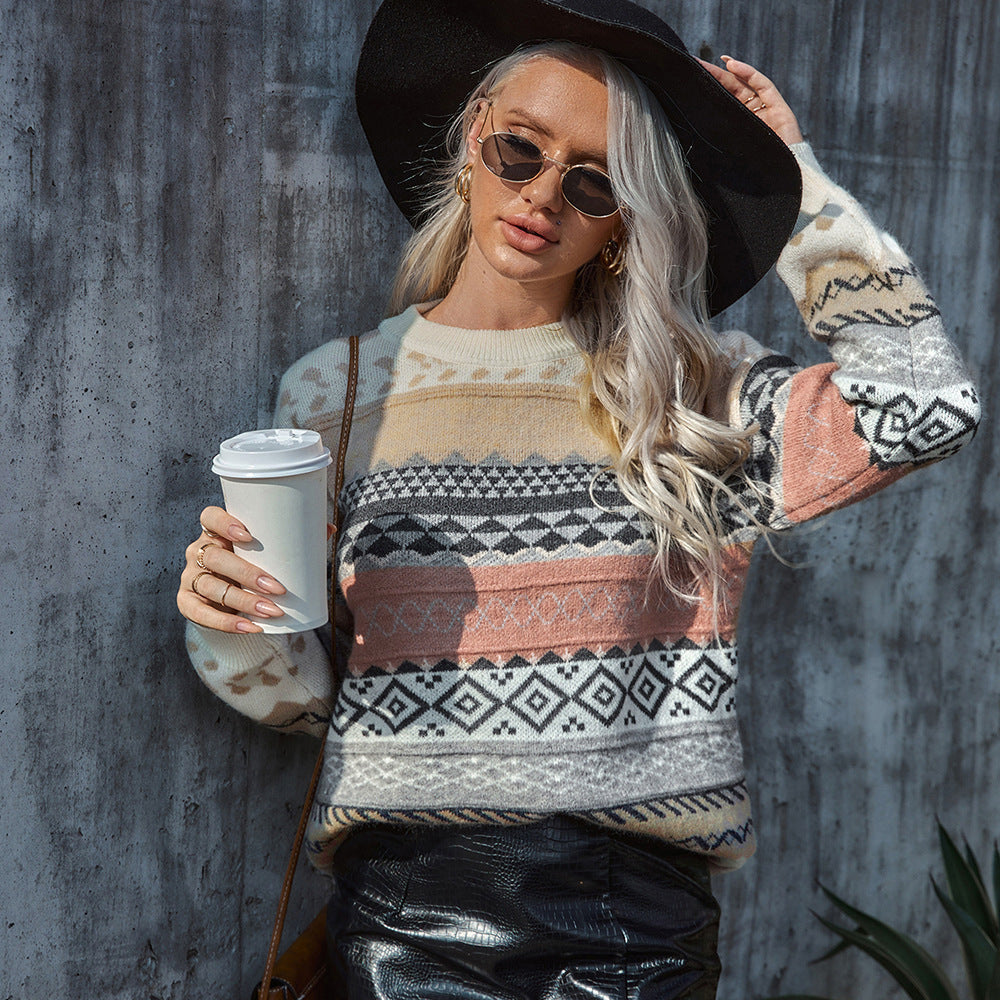 Damen Grobstrickpullover mit elegantem Muster Fudus