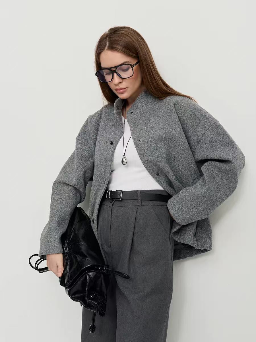Damen lässige Oversized-Jacke mit modernem Schnitt und praktischen Taschen Fudus