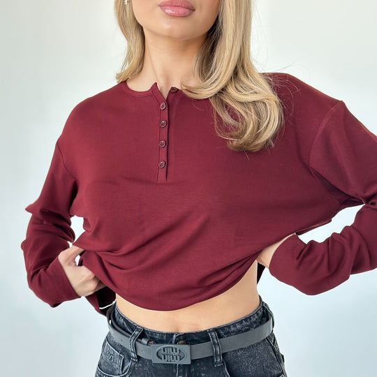 Damen Langarmshirt mit Knopfdetails und lässigem Schnitt Fudus