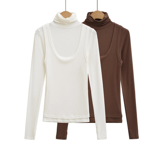 Damen langärmliges Rollkragenoberteil Fudus