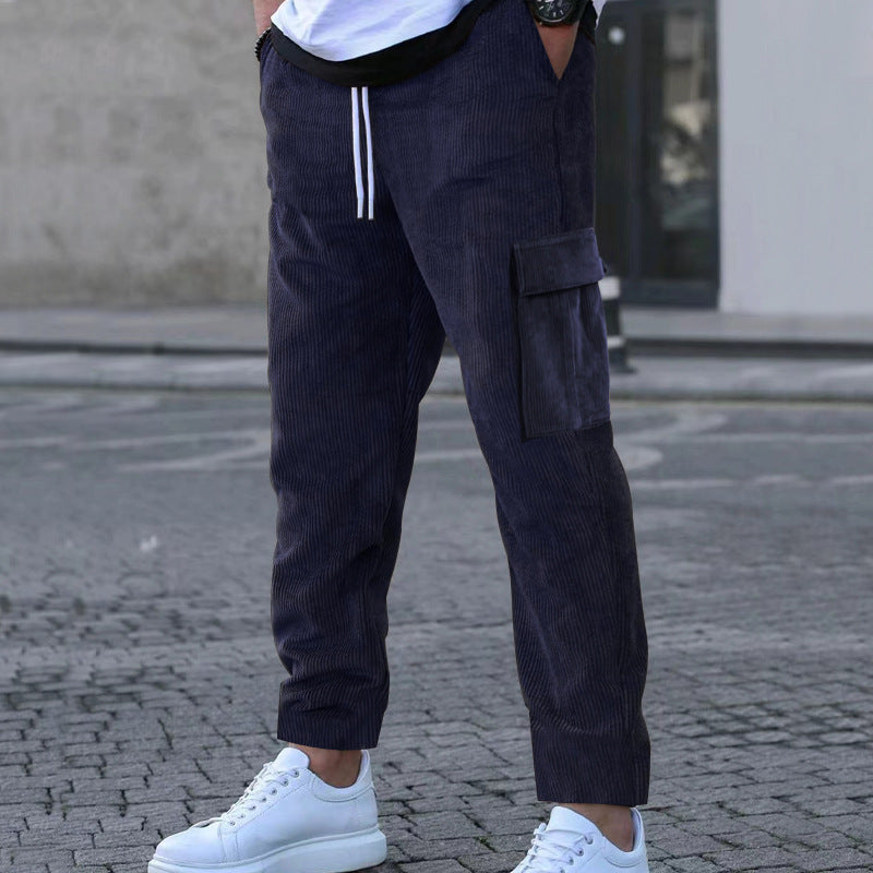 Damen lässige Cargo-Hose mit praktischen Seitentaschen und verstellbarem Kordelzug Fudus