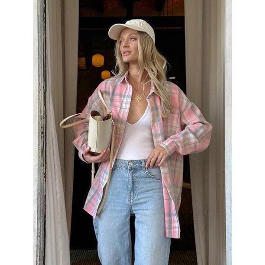 Damen Karierte Baumwollbluse Fudus