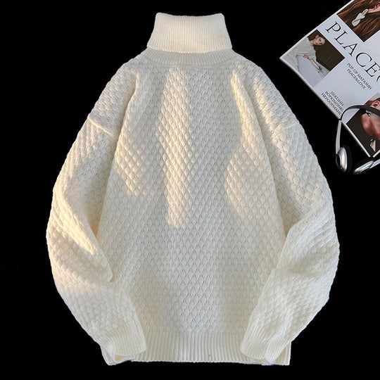 Damen Grobstrick Pullover mit hohem Kragen Fudus