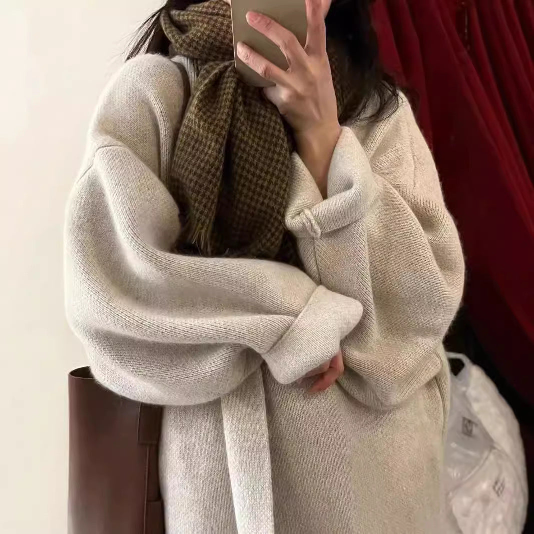 Damen Kuscheliger Strickponcho mit breiten Ärmel Fudus