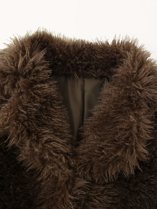 Damen Kuschelige Fleecejacke mit großzügigem Kragen und weichem Innenfutter Fudus