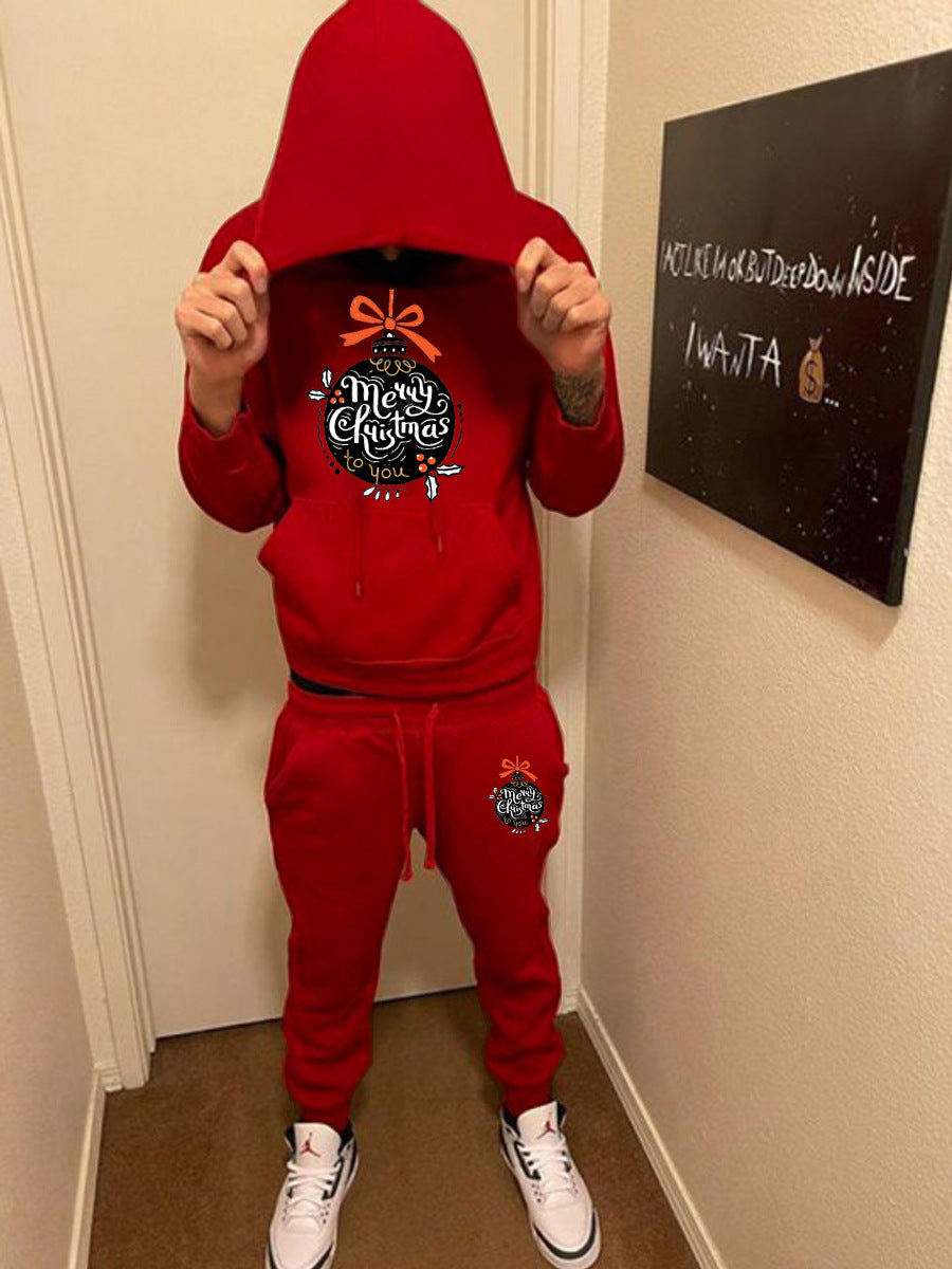 Damen Hoodie- und Jogginghose-Set mit festlichem Weihnachtsmotiv Fudus