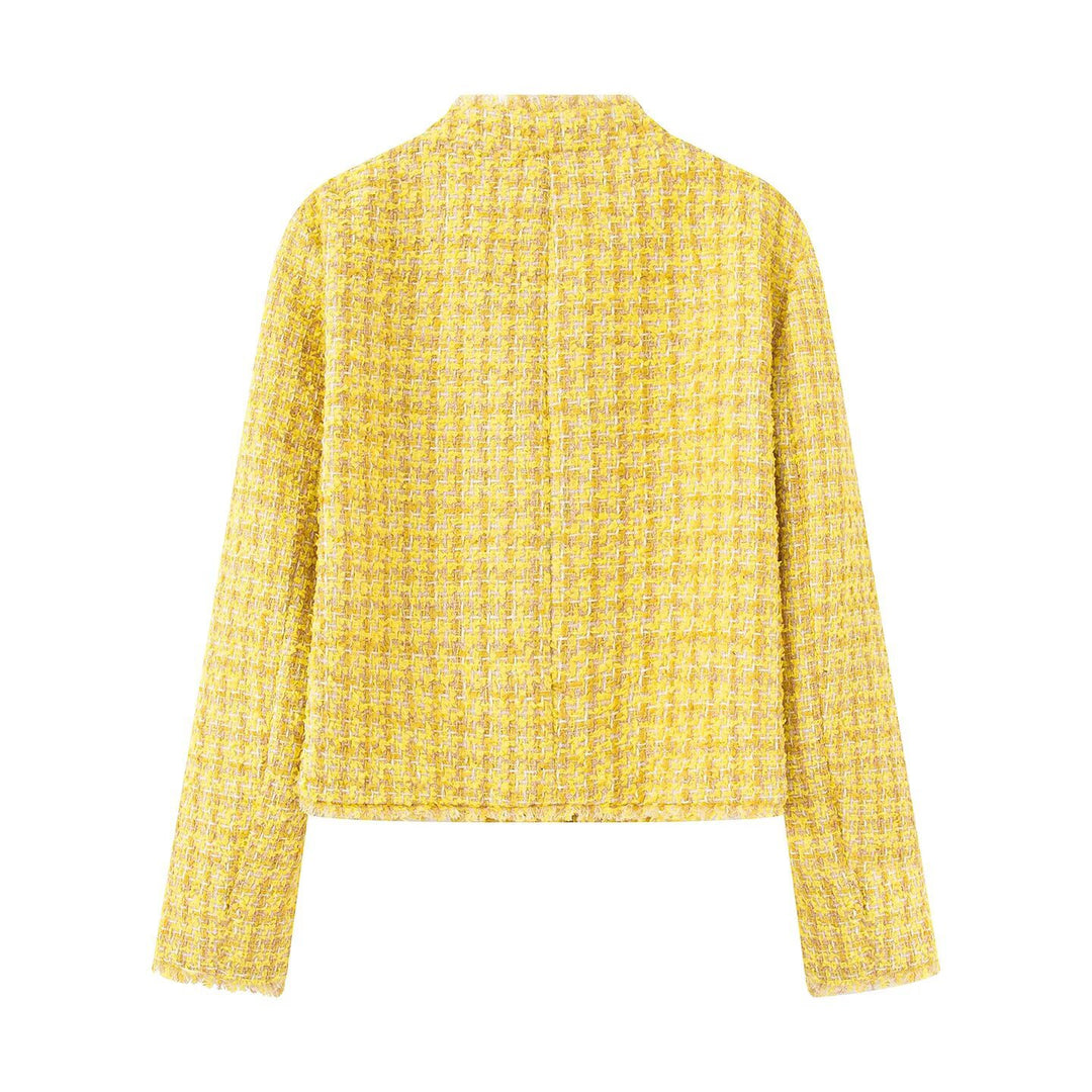 Damen Kurzjacke mit strukturiertem Design und goldenen Knöpfen Fudus