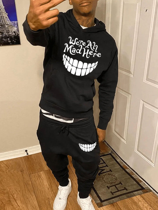 Damen Hoodie- und Jogginghose-Set mit kreativem Grafikdruck Fudus