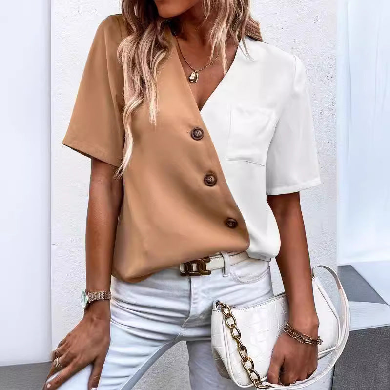 Damen Kurzarm Bluse Fudus