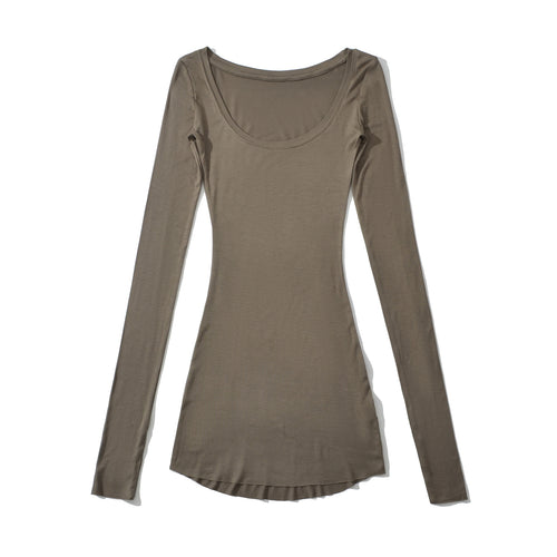 Damen langärmliges Basic-Oberteil mit rundem Ausschnitt Fudus