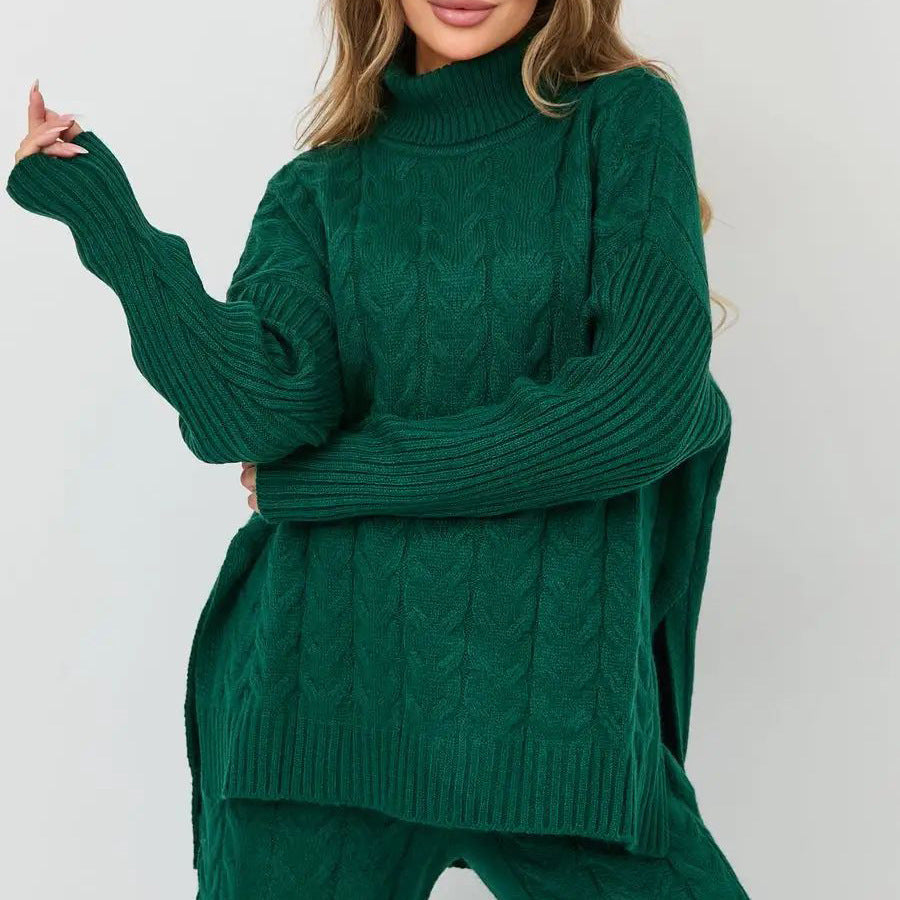 Damen Grobstrickpullover mit hohem Kragen Fudus