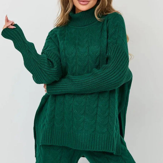 Damen Grobstrickpullover mit hohem Kragen Fudus