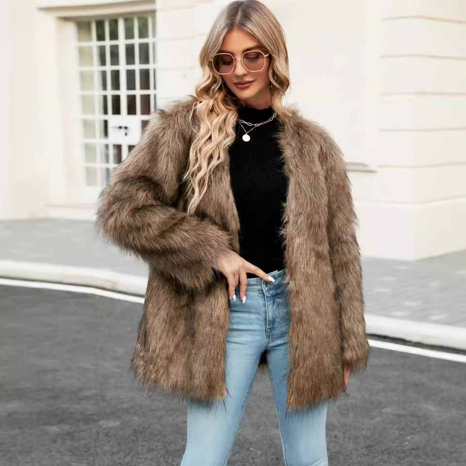 Damen Modischer Kunstfell-Capewesten Fudus
