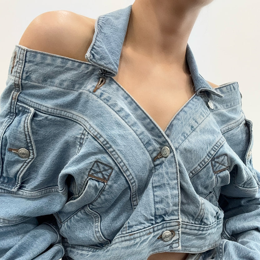 Damen Jeansjacke und Rock Set Fudus