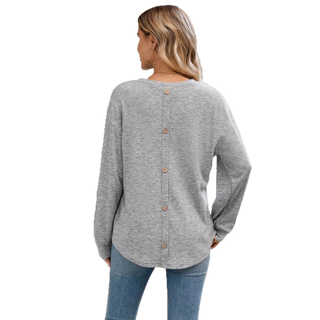 Damen Langarmshirt mit Knopfleiste und lässigem Schnitt Fudus