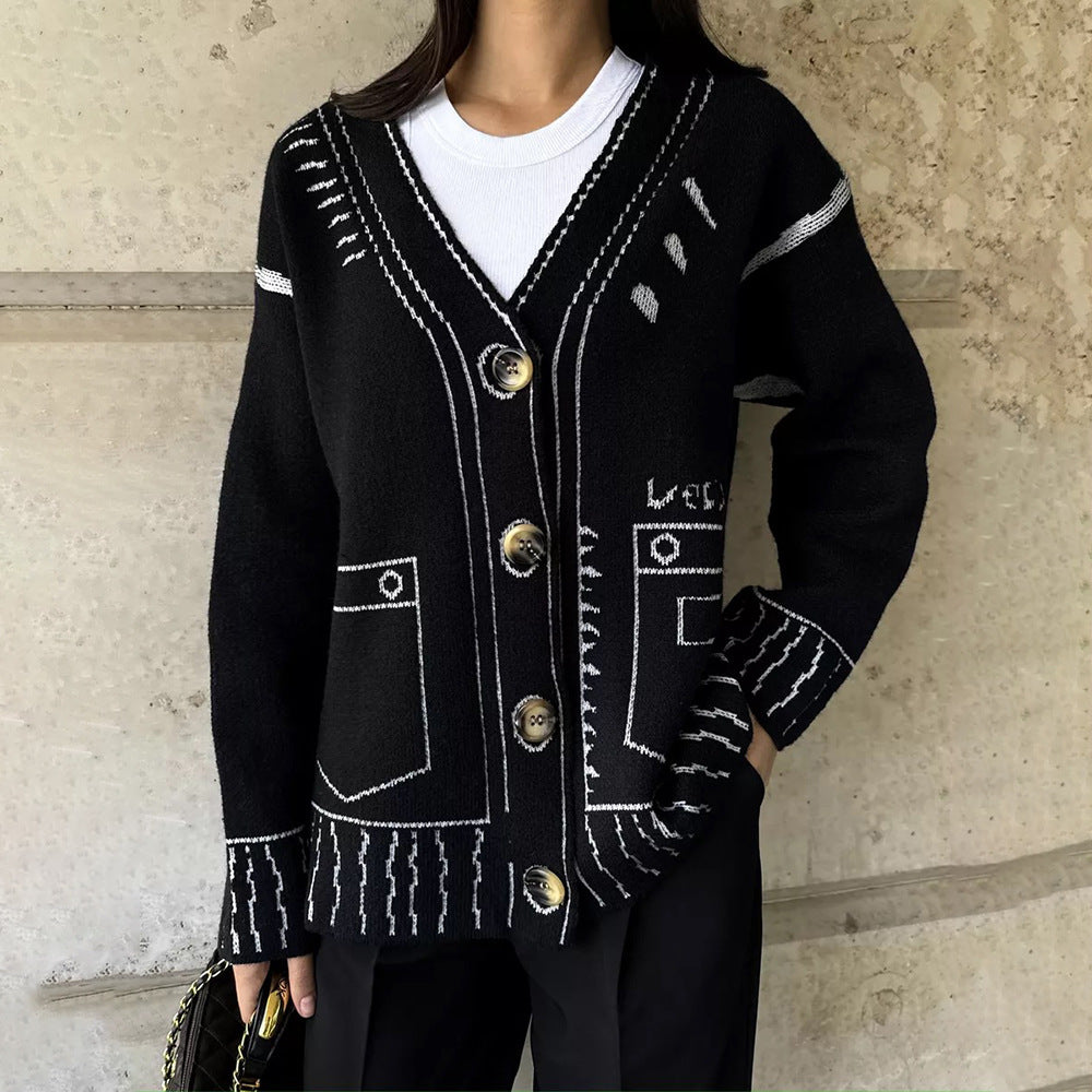 Damen Modischer Strickcardigan mit einzigartigem Design Fudus