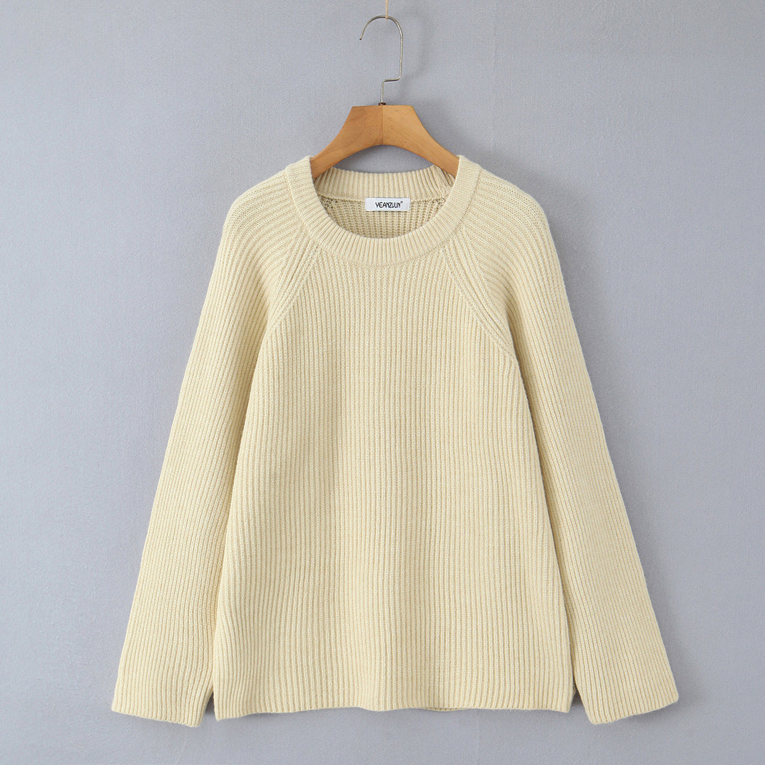 Damen Kuscheliger Strukturpullover mit Rundhalsausschnitt Fudus