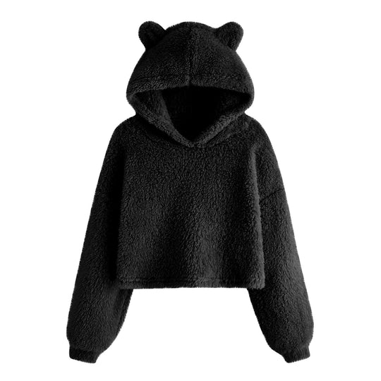 Damen Kuscheliger Fleece Hoodie mit Bärenohren Fudus
