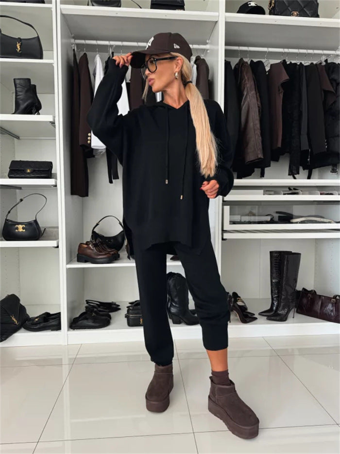 Damen Hoher Komfort Hoodie und Jogginghose Set Fudus